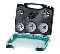 wolfcraft 5422000 Kit de plomberie, Contenu - 5 lames de scie à couronne BiM 1 mandrin avec kit de forage de centrage 1 Multicolore ø 25, 35, 43, 54, 83 mm