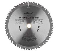 wolfcraft 6735000 1 Lame de Scie Circulaire Ø 190 Mm, Ct, Alésage 20/16 Mm, 30 Dents, Surface Poncée, Denture Sablée Et Alternée argent