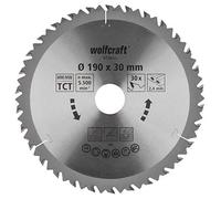 wolfcraft 6736000 1 Lame de Scie Circulaire Ø 190 Mm, Ct, Alésage 30 Mm, 30 Dents, Surface Poncée, Denture Sablée Et Alternée argent