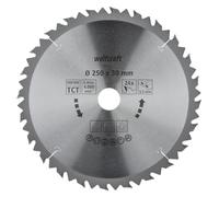 wolfcraft 6740000 1 Lame de Scie Circulaire de Table Ø 250 Mm, Ct, Alésage Ø 30 Mm, 24 Dents, Surface Poncée, Denture Sablée, Alternée argent
