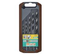 wolfcraft 7122000 Coffret de 5 Forets ø3-8mm Cv Hélicoïdaux noir/argent/bleu