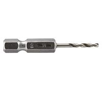 wolfcraft 7256000 1 Foret à Métaux, Hss, Ø 2 mm, Longueur de Spirale 16 mm, Longueur Totale 47 mm, Angle de Pointe 118°, Din 338, Rectifiéavec Précision, Ø de L'hélice à Réduction Progressive Argent
