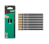 wolfcraft 8011100 - Lames de scie sauteuse, coupe rapide - Lame HCS avec queue en T - Idéale pour les bois équarris et autres bois tendres - Profondeur de coupe 100 mm