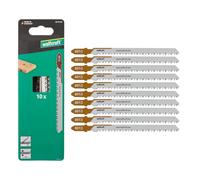 wolfcraft 8013100 - Lames de scie sauteuse, coupe fine - Lame HCS avec queue en T - Idéale pour le bois tendre et le MDF - Profondeur de coupe 65 mm