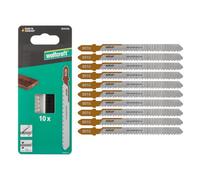 wolfcraft 8016100 - Lames de scie sauteuse, coupe fine, Mirror-Cut - Lame bimétallique avec queue en T - Idéale pour le bois dur et le bois tendre - Profondeur de coupe 50 mm