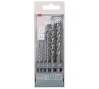 wolfcraft 8450000 1 Coffret de 5 Forets à Béton, Hm-ct, Ø 4-5 - 6-8 - 10 Mm, Angle de Pointe 130°, Din Iso 5468, Laminé argent