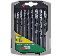 Wolfcraft 8450000 carbure de tungstène Jeu de forets spiralés pour pierre 5 pièces 4 mm, 5 mm, 6 mm, 8 mm, 10 mm tige cylindrique 1 set