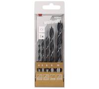 Wolfcraft 8458000 Jeu de forets pour le bois 5 pièces 4 mm, 5 mm, 6 mm, 8 mm, 10 mm tige cylindrique 1 set