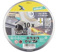 Wolfcraft 8462000 Disque à tronçonner diamanté 115 mm 10 pc(s) acier inoxydable (antirouille), métal