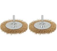 wolfcraft 8475000 Brosse circulaire en Laiton ø 75 mm fil 7 mm queue ø 6 mm (Lot de 2)