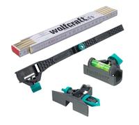 wolfcraft 8623000 Set Personnaliser son mètre, 4 pcs - Transforme le mètre en niveau ou en accessoire de traçage et permet de relever une dimension intérieure