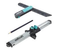 wolfcraft 8660000 - Kit Fausse Équerre avec Trusquin et Copieur Parallèle, pour Sols Vinyles et Stratifié