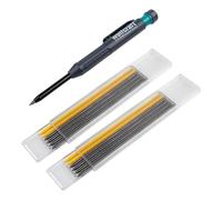wolfcraft 8661000 - Kit de crayon de chantier avec 12 Mines de Rechange et taille crayon intégré - Diamètre 2,8 mm, Longueur 120 mm