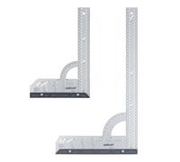 wolfcraft Coffret 2 Équerres Multifonction 300 et 500 mm en Métal | Rapporteur, traceur parallèle et guide de perçage pour charnières, avec butée amovible et lecture recto-verso. 8654000