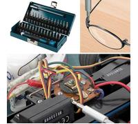 wolfcraft 1389000 Coffret d'embouts de vissage, 32 pièces pour vissage de précision, Tournevis et rallonge inclus Vert 28 mm