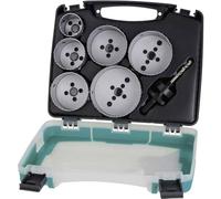 Wolfcraft Coffret trépans 5423000 Électricité – Diamètres 40, 54, 65, 68, 74, 86 mm – 8 pièces