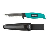 wolfcraft Couteau de Survie Extérieur à Lame Dentée en Acier Inox | Idéal pour le camping et bushcraft, couteau pliant robuste avec manche ergonomique et étui de ceinture. 4086000