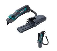 wolfcraft Cutter à lame trapèze PRO SAFETY avec étui - 4292000 - Cutter de sécurité avec étui et cordon - pratique pour l'avoir toujours à portée de main