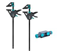 wolfcraft Kit de 2 Serre-Joints à une Main XL PRO MAX et Connecteur | Force de 250kg et saillie de 110mm pour usage pro, extension d'ouverture flexible jusqu'à 200cm incluse. 8663060