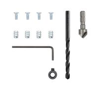 wolfcraft Kit de réparation pour charnière invisible - côté caisson, 11 pièces I 4657000 I Pour réparer deux charnières arrachées dans un caisson