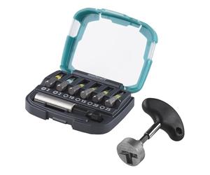 wolfcraft Kit de Vissage 9 Pièces avec Poignée en T et Embouts Torx | Inclut porte-embouts magnétique, tournevis pour vis à crochet, embouts Solid PH PZ et boîte de rangement. 8642000