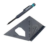 wolfcraft 8659000 - Kit Équerre de Menuisier Vario 3D et Crayon de Chantier - Outils de Mesure et Marquage