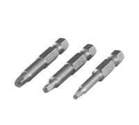 wolfcraft Lot de 3 Embouts de Sécurité Square Plus 1/2/3 de 50 mm | Pointes de vissage extra-longues en version argent pour accès difficiles et vissages précis, réf. 1266000