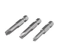 wolfcraft Lot de 3 Embouts de Sécurité Torq-Set Argent 50 mm | Set de tournevis de précision avec empreintes 6, 8 et 10, idéal pour vissages spécialisés, acier robuste 1267000