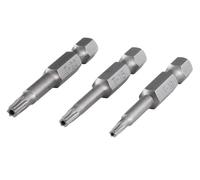 wolfcraft Lot de 3 Embouts de Sécurité Torx Creux T10, T15 et T20 | Embouts de vissage longs de 50 mm en acier haute qualité, compatibles avec porte-embouts standards. 1261000