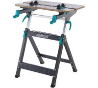 wolfcraft Master 750 Ergo Établi de Serrage et Support de Machine | Établi pliant réglable en hauteur pour scies à onglet, inclinaison rapide, plateau en MDF, charge 125 kg, 6871000