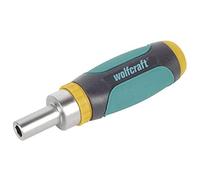 wolfcraft Mini-Tournevis à Cliquet avec Mandrin à Serrage Rapide | Tournevis à main compact avec 5 embouts Solid PH/PZ et fente, logement hexagonal 1/4" et aimant puissant. 1237000