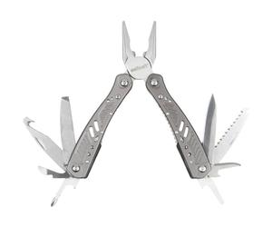wolfcraft Pince Multifonction 13-en-1, Outil de Poche Pliable en Métal | Idéal pour camping et DIY avec pince universelle, scie, tournevis, coupe-fil et étui nylon avec passant ceinture. 4080000