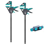 wolfcraft 8673060 - Kit de Serre-Joints à une main XL PRO ERGO + Connecteur - Saillie 85mm - Force de serrage 150kg - Ouverture Flexible jusqu'à 1 060mm