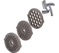 WOLFCUT - Jeu de disques de hachoir à viande 3 mm + 4,5 mm + alésage 8,0 mm et un couteau en croix compatible avec les hachoirs à viande des robots de cuisine Klarstein Lucia