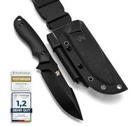 Wolfgangs - Couteau d’extérieur avec étui Kydex - Usiné dans un seul bloc d’acier D2 - Allume-feu et sifflet d'urgence inclus