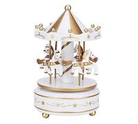 WolfGo Carousel Music Box - Merry-Go-Round Music Box Carousel Gift Birthday Gift(Blanc)