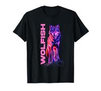 Wolfish Purple Wolf Under Moon Wildlife Wolves Lovers T-Shirt