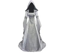 Wolfleague Femmes Robes MéDiéVale Manches Longues Parti Costume DéGuisements Halloween De MariéE Gothique Robe
