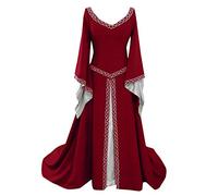 Wolfleague_Vêtements De Boutique De Mode Glamour Robe De Princesse De Trompette Couleur Unie Style RéTro MéDiéVale Robe Longueur Robe Cosplay
