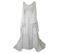 Wolfleague_Vêtements De Boutique De Mode Glamour Robe De Princesse De Trompette Couleur Unie Style RéTro MéDiéVale Robe Longueur Robe Cosplay