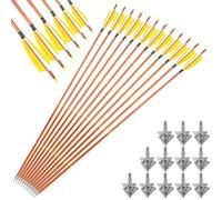 wolfman 12 Flèches Carbone Hybrides SP500 avec Plumes de Dinde Naturelles de 4 Pouces + 12 Pointe de Flèche pour Tir Intérieur et Extérieur (2 Jaune 1 Blanc)