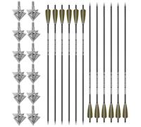 wolfman 12 flèches en Carbone 30 Pouces ID 6,2 mm droiture +/-0,006 Pouces Spine 500 avec 12 Pointes de flèche pour la Chasse extérieure et l’entraînement au tir sur Cible