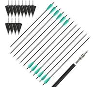 wolfman 12 flèches en Carbone de 28 Pouces et 12 Pointes de flèche, Spine 500, 6,2 mm diamètre intérieur, Plumes de dindon, Pointes de 100 Grains pour la Chasse et Le tir sur Cible