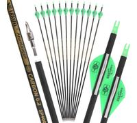 wolfman 31 "Archery Carbon Pure Arrow 500 Spine ID6.2mm Straightness +/-0.006" pour la Chasse et la Pratique de la Cible (12pcs) (Vert)