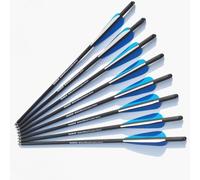wolfman 6/12 Pcs Tir à l'arc Carreaux d'arbalète Boulons Flèches Carbone 16/17/18/20/21/22 Pouces Flèches de Chasse Boulon Crossbolt Flèches avec 4" Plume en Caoutchouc (20 inch*6 Pcs, Bleu Blanc)