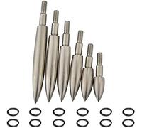 wolfman Lot de 12 Pointes de tir à l'arc Type Bullet Field Point 100/125/150/200/250/300/350 Grain, Embouts de flèches à Visser, Pointes pour tir sur Cible et Chasse (argenté, 350 Grain)