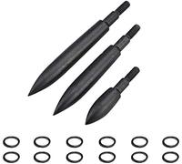 wolfman Lot de 12 Pointes de tir à l'arc Type Bullet Field Point 100/125/150/200/250/300/350 Grain, Embouts de flèches à Visser, Pointes pour tir sur Cible et Chasse (Noir, 100 Grain)