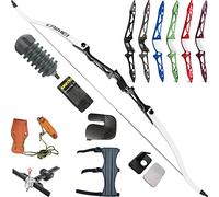 wolfman Set Arc Classique Adulte 66/68/70 Pouces Set Arc Recourbé Adulte Arc Entraînement Arc de Compétition Arc de Chasse pour Club de Tir à l'arc Tir de Compétition RH(Noir, 66"/18Lbs)