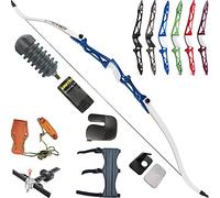wolfman Set Arc Classique Adulte 66/68/70 Pouces Set Arc Recourbé Adulte Arc Entraînement Arc de Compétition Arc de Chasse pour Club de Tir à l'arc Tir de Compétition RH(Bleu, 66"/18Lbs)
