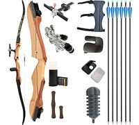 wolfman Set Arc Classique Adulte 66/68/70 Pouces Set d'arc Recourbé Adulte Arc Entraînement Arc de Compétition Arc de Chasse pour Salle de tir à l'arc Pratique compétitive Droitier(Noir, 66"/22Lbs)